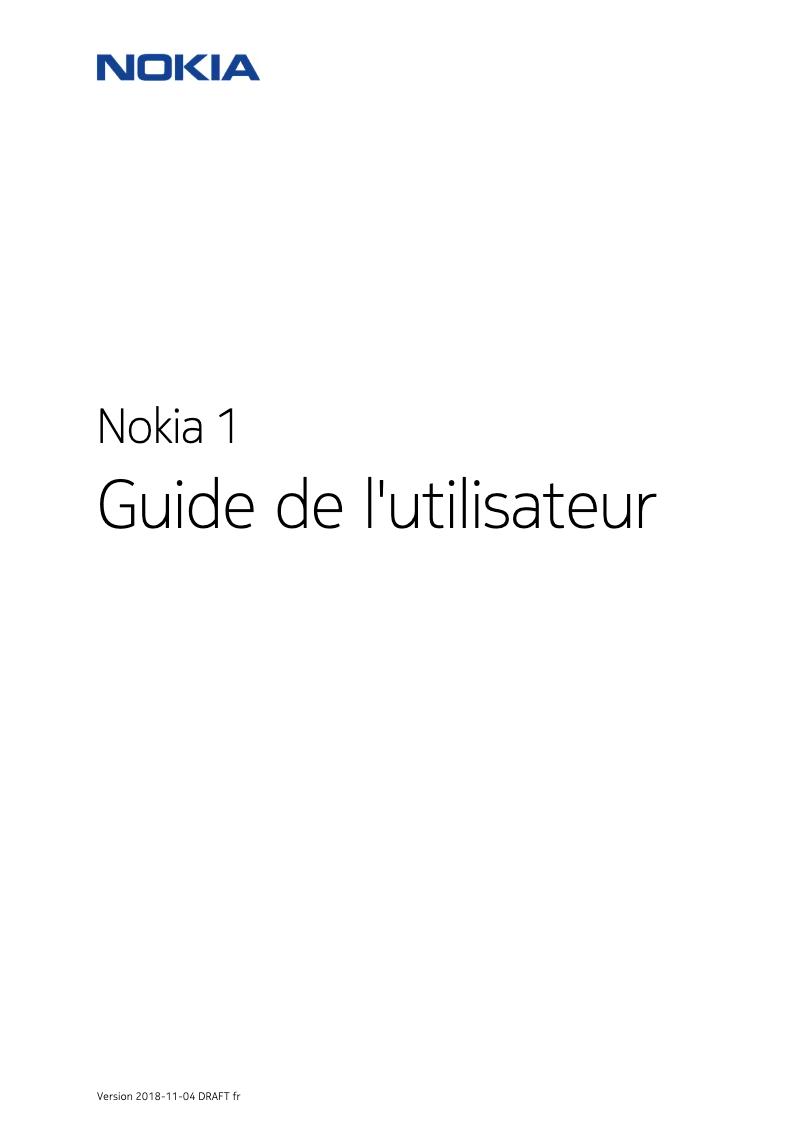 Page 1 de la notice Manuel utilisateur Nokia 1