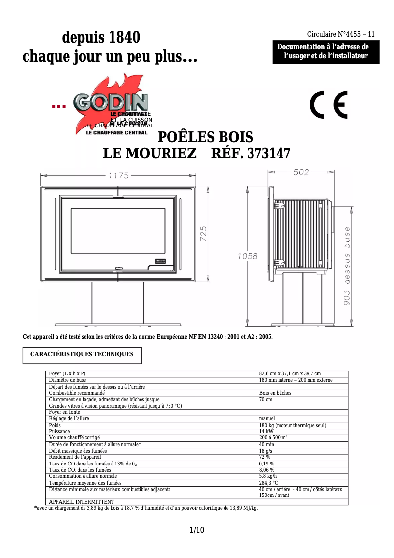 Page 1 de la notice Manuel utilisateur Godin Mouriez