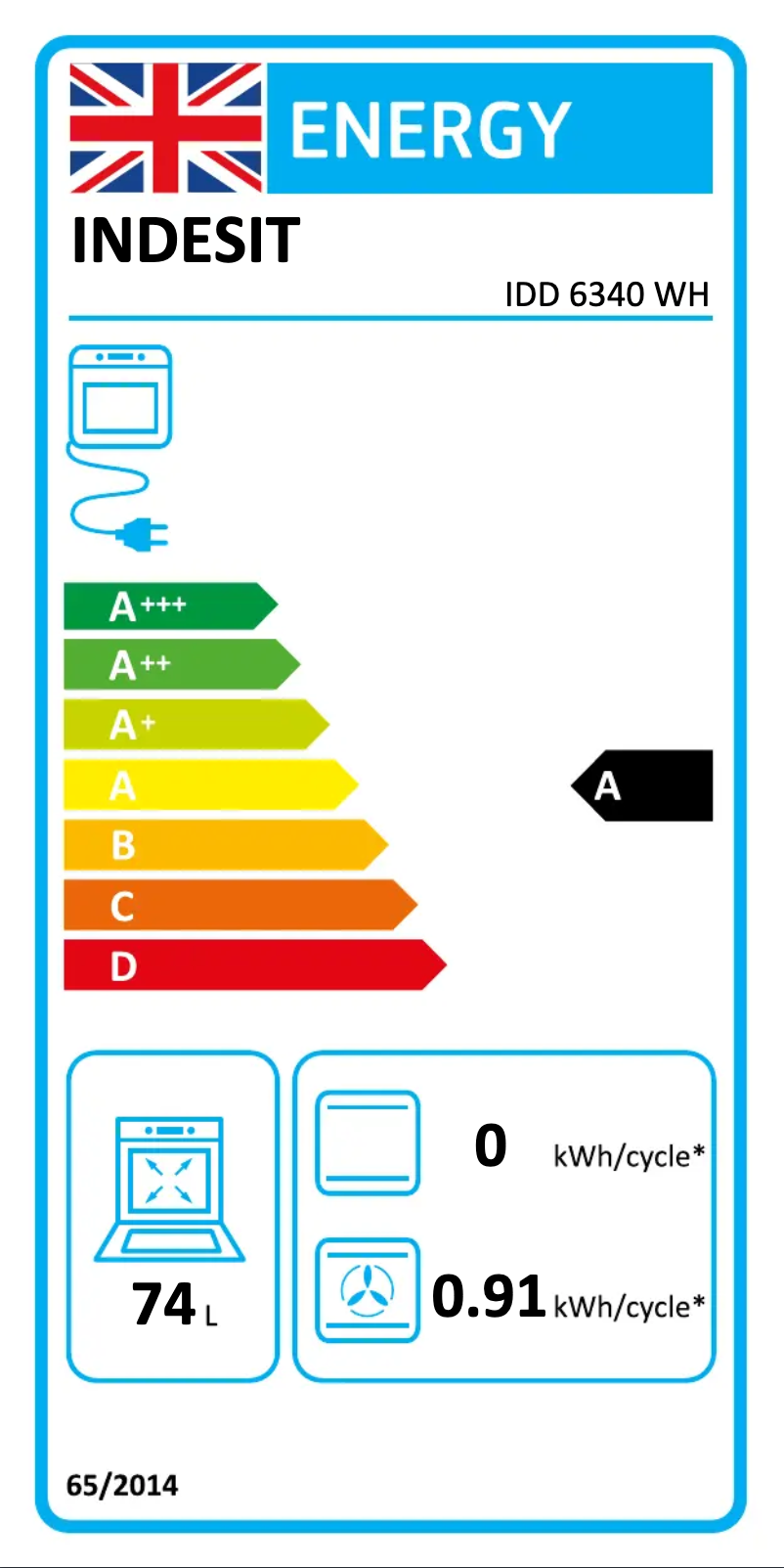 Page 1 de la notice Label énergétique Indesit IDD 6340 WH