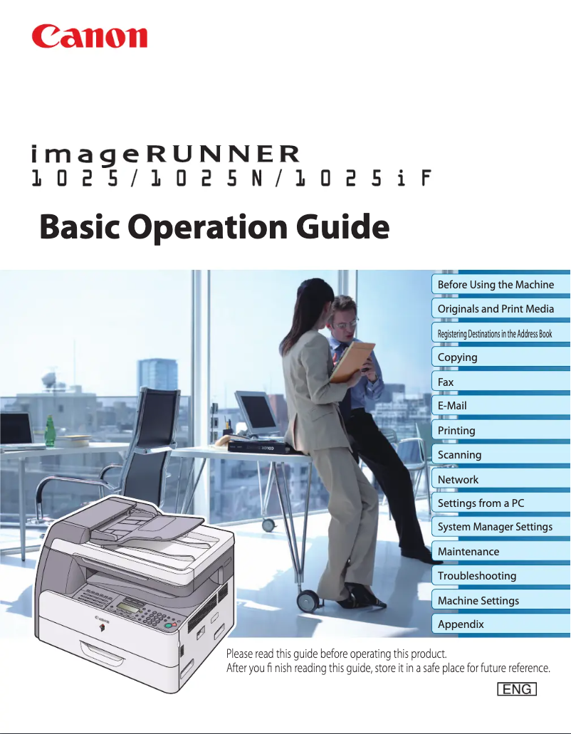 Image de la première page du manuel de l'appareil imageRUNNER 1025N