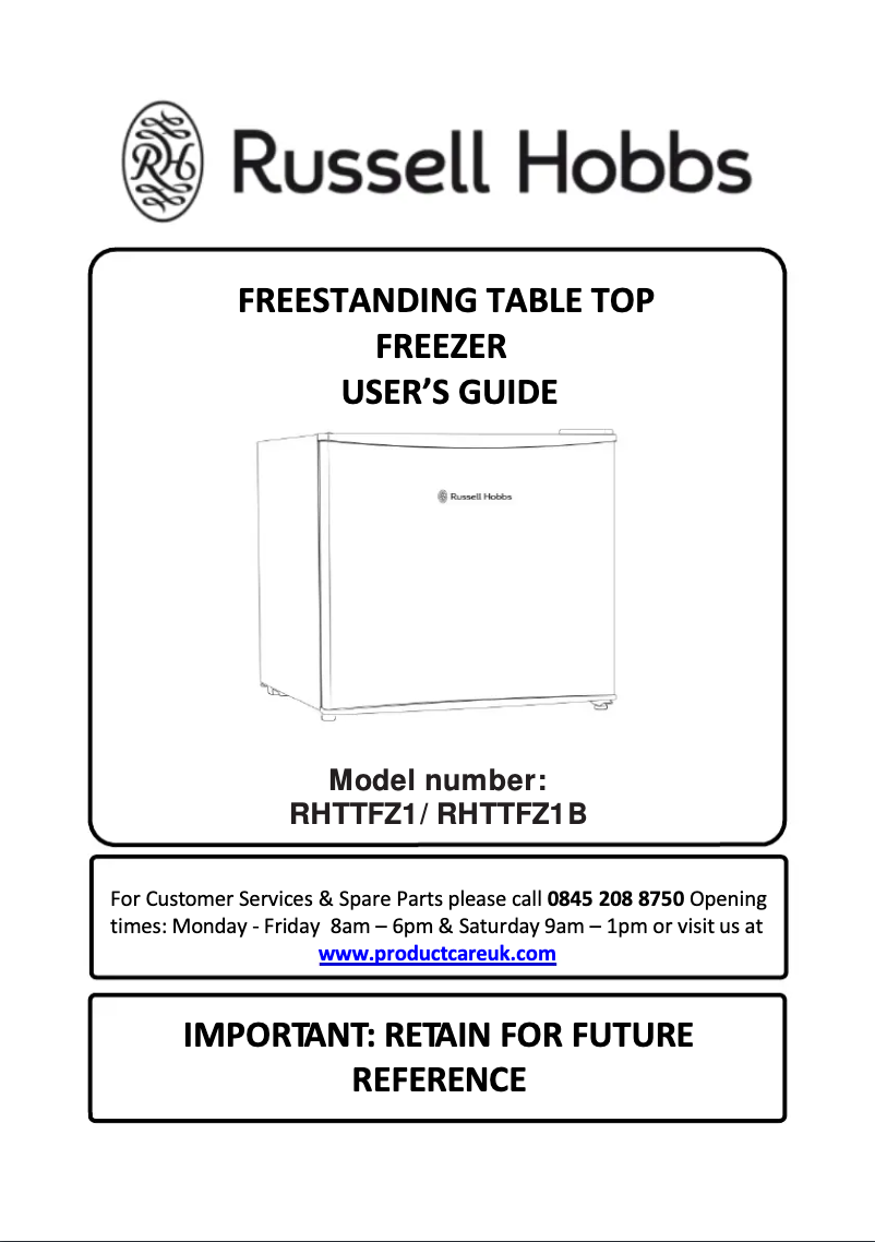 Page n°1 - Manuel utilisateur Russell Hobbs RHTTFZ1