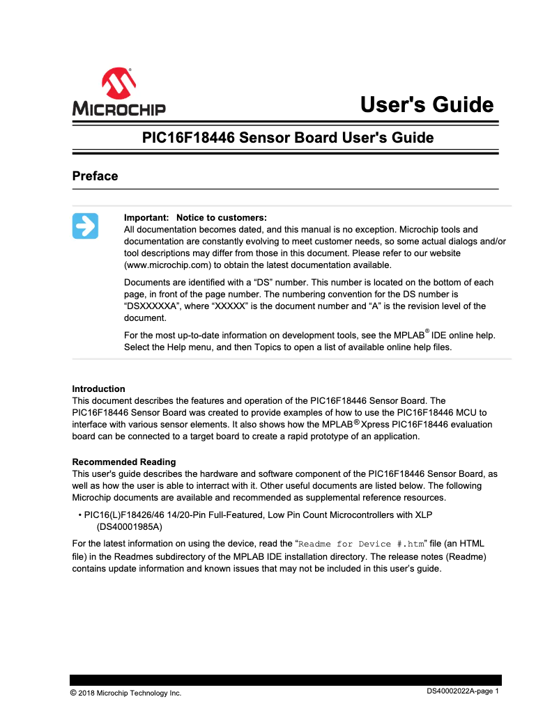 Página 1 del manual Manual de usuario Microchip PIC16F18446