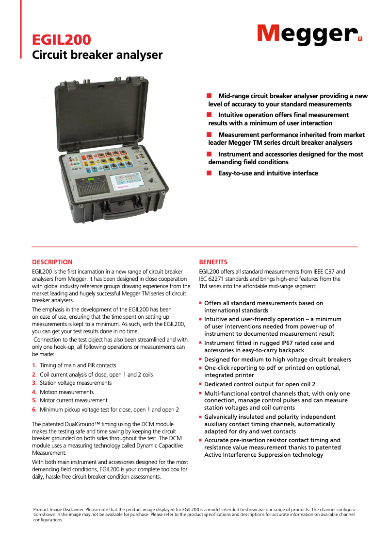 Page 1 de la notice Fiche technique Megger EGIL200