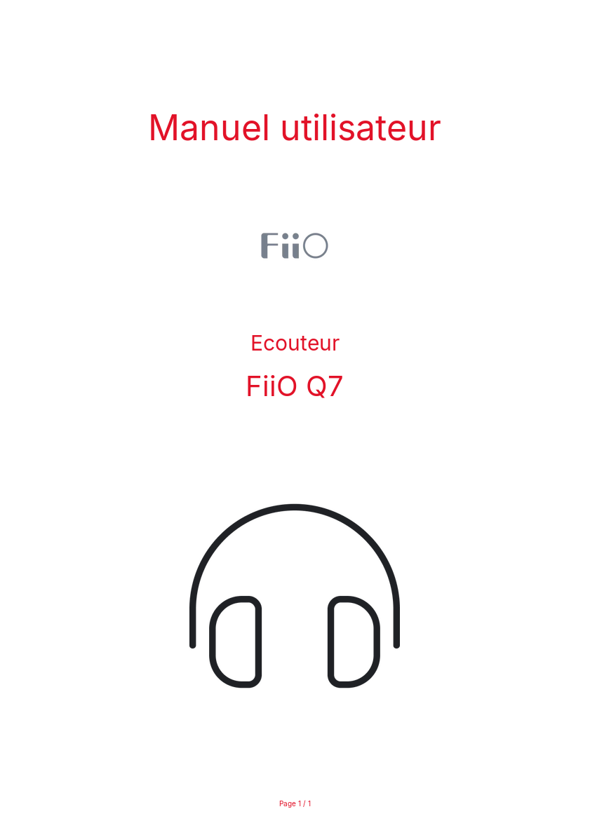 Page n°1 - Manuel utilisateur FiiO Q7