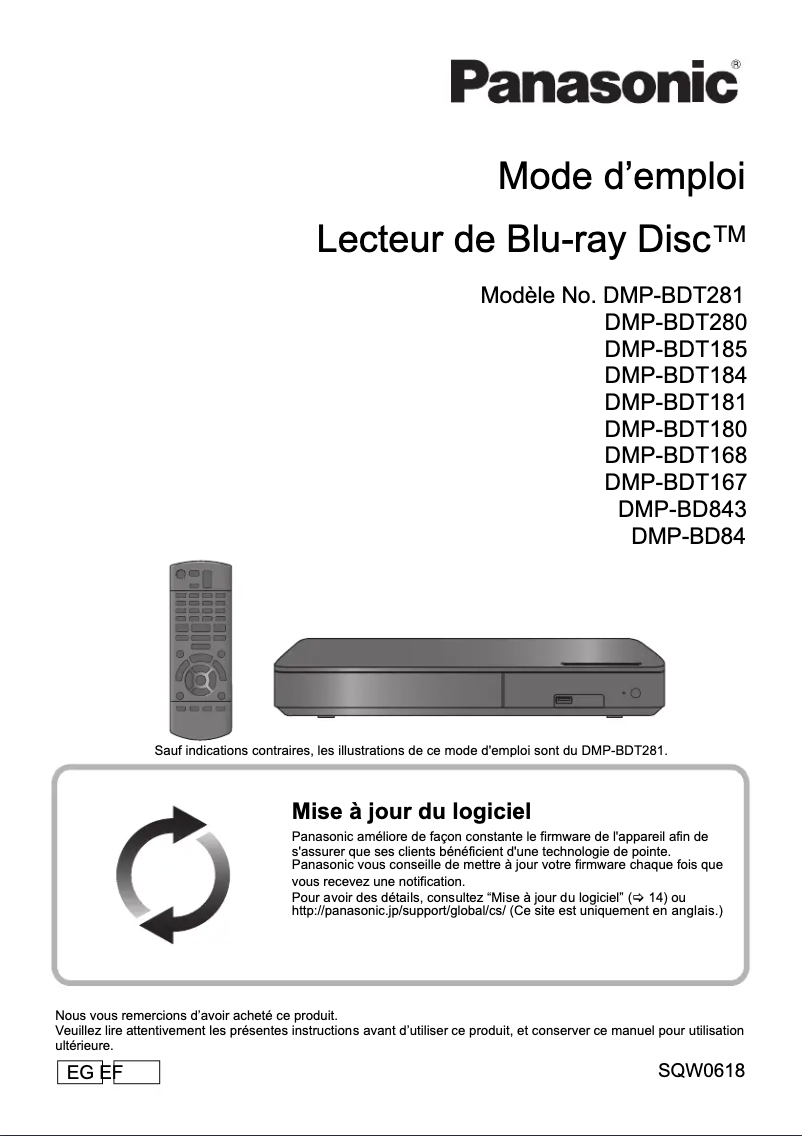 Image de la première page du manuel de l'appareil DMP-BD843