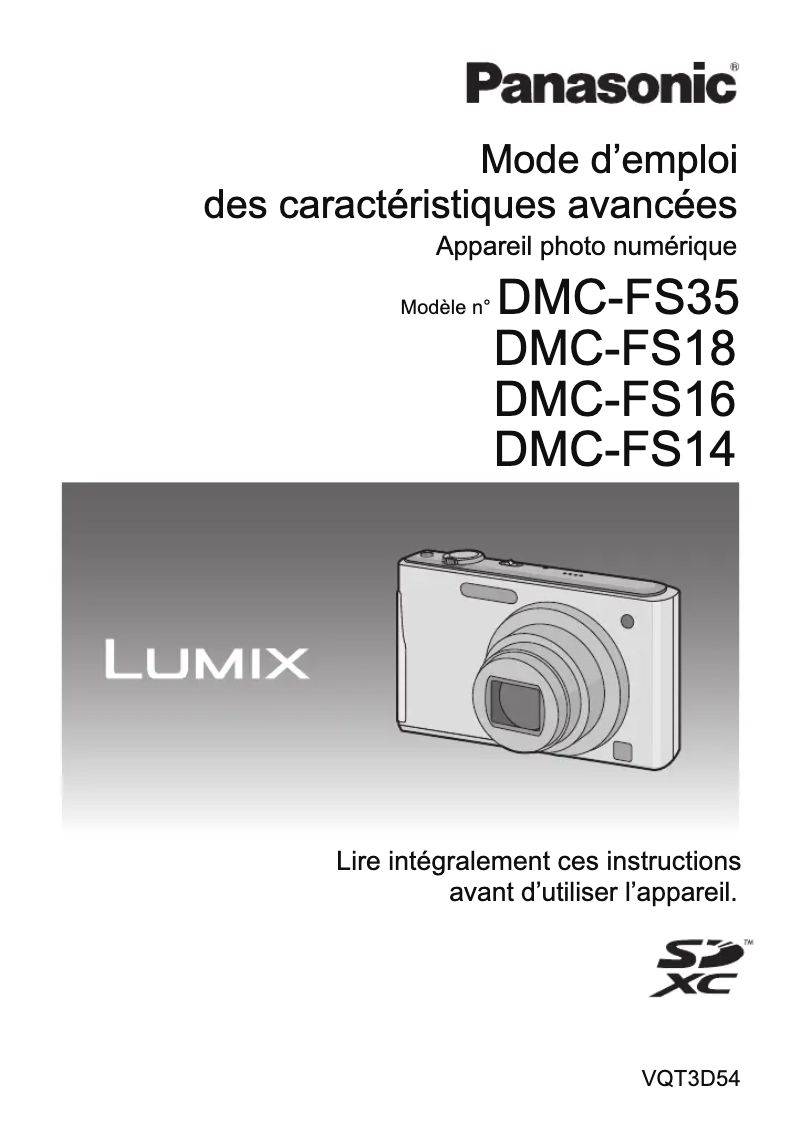 Image de la première page du manuel de l'appareil Lumix DMC-FS35