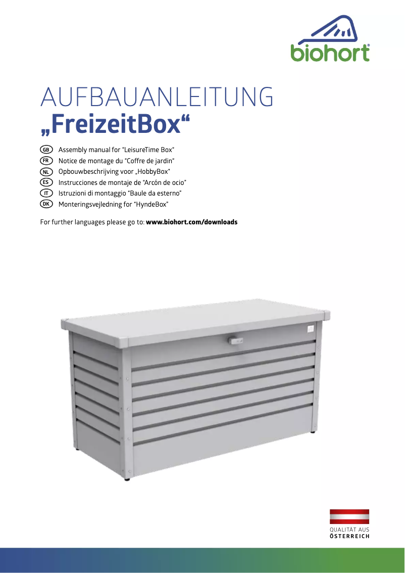 Page n°1 - Manuel utilisateur Biohort Parcel Box