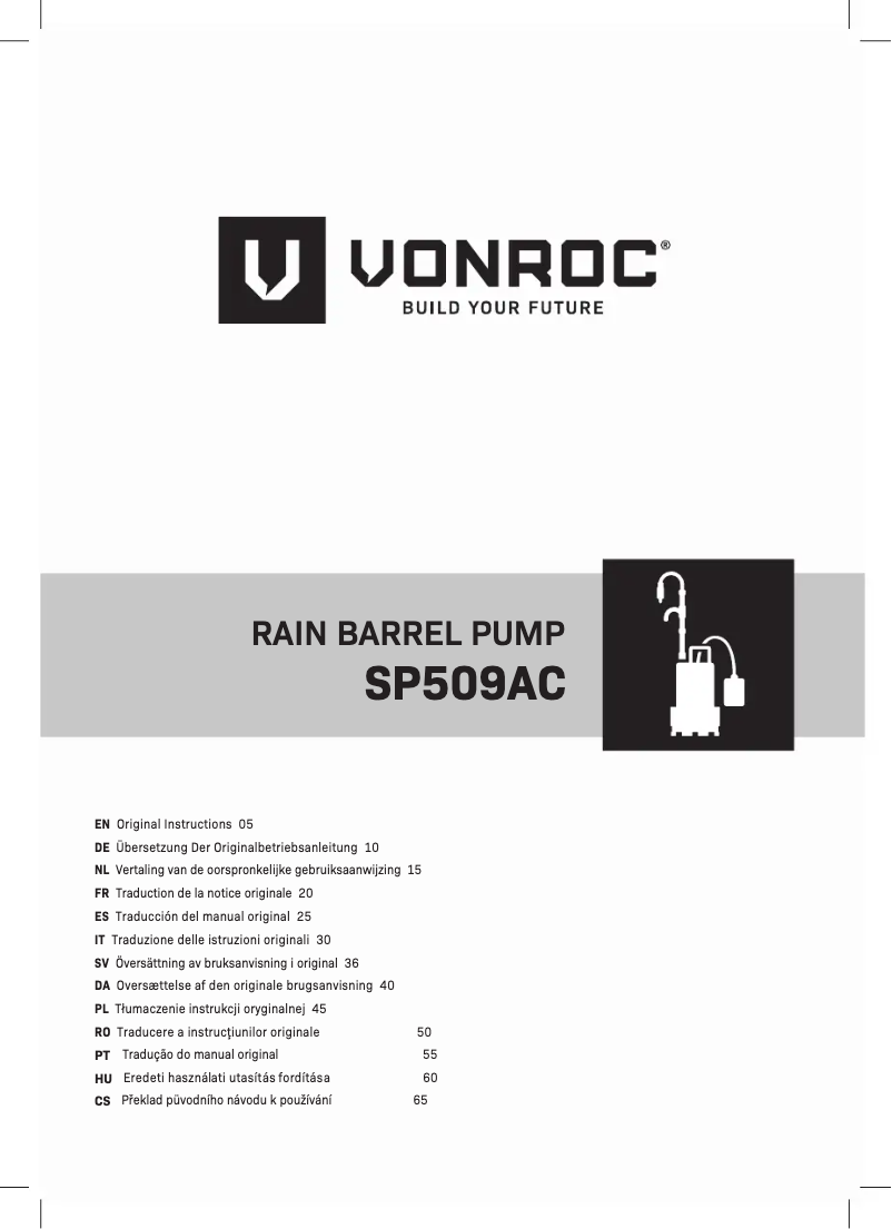 Page n°1 - Manuel utilisateur Vonroc SP509AC