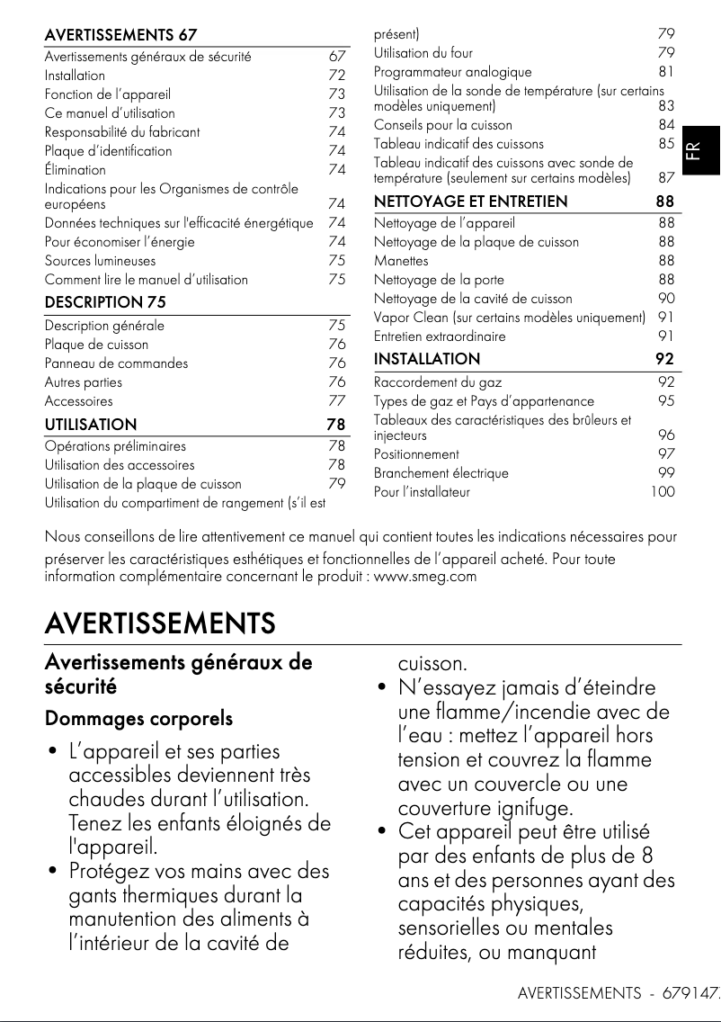 Page n°1 - Fiche technique Smeg C9GMX2