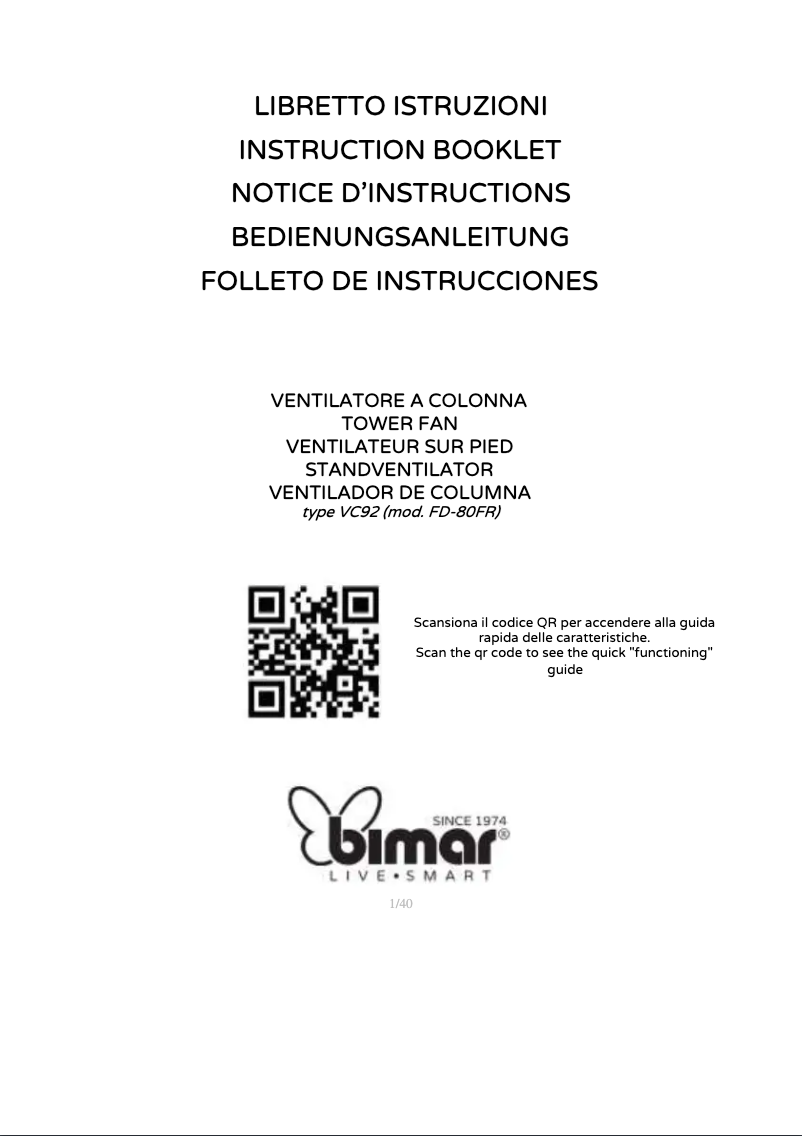 Page n°1 - Manuel utilisateur Bimar VC92