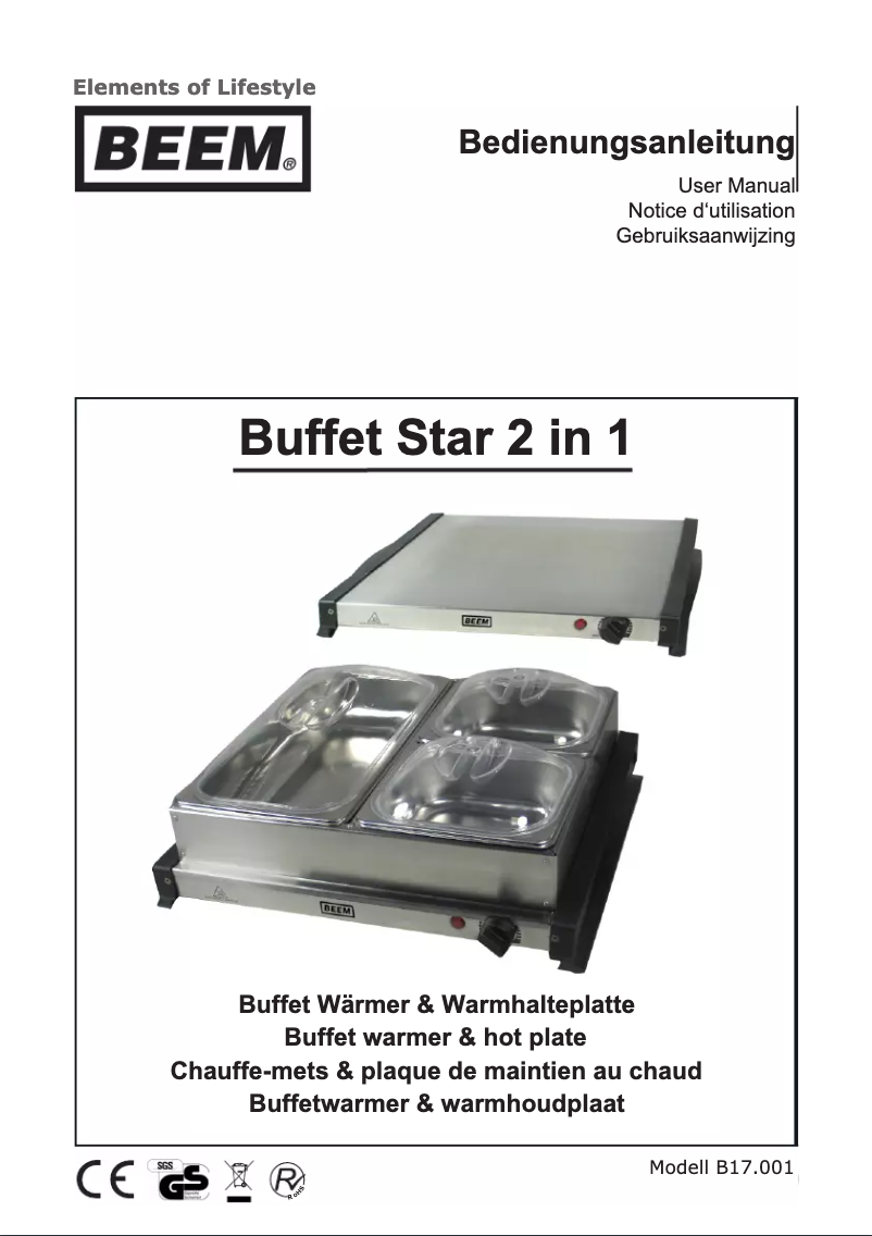 Page 1 de la notice Manuel utilisateur BEEM Buffet Star 2 in 1