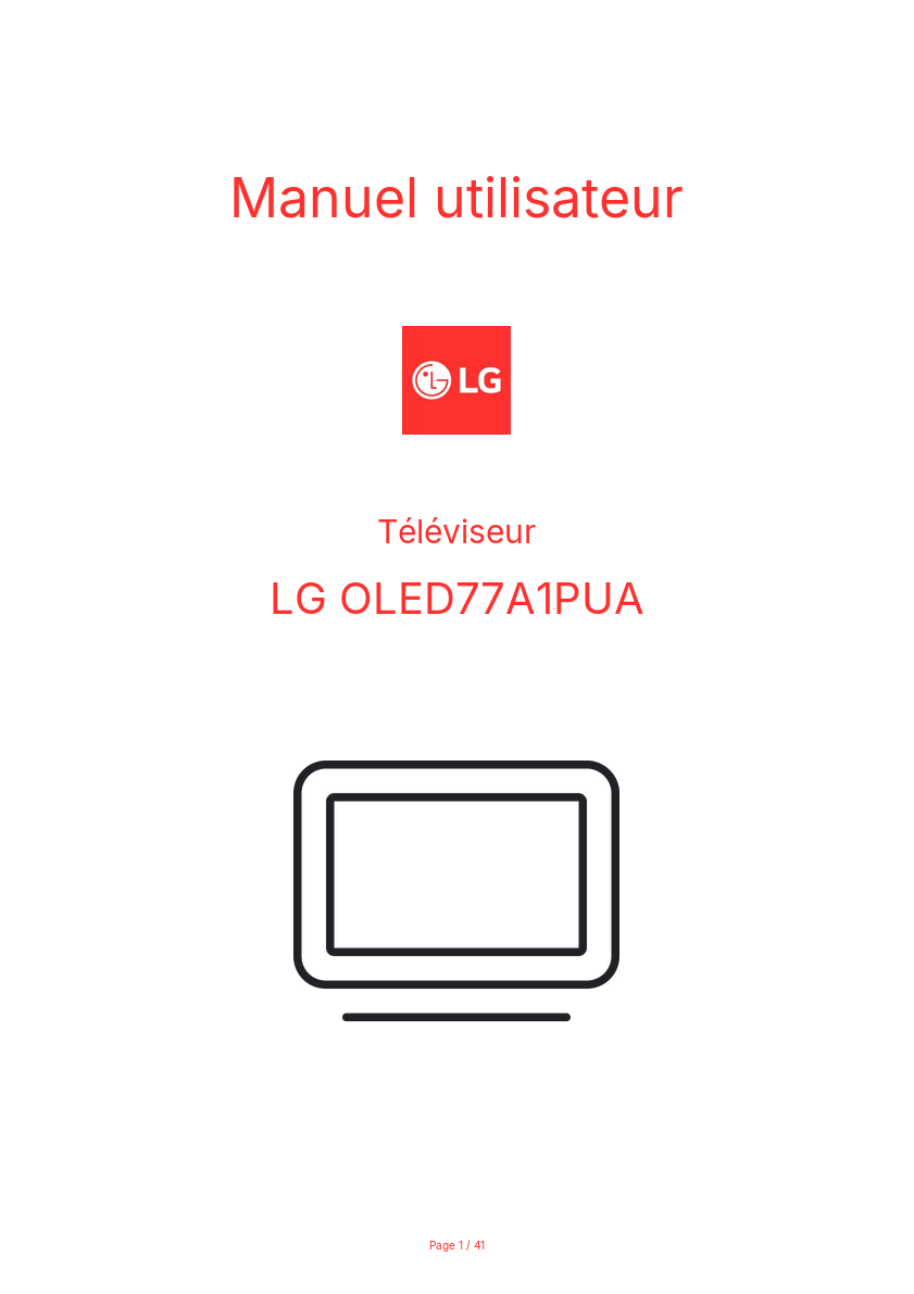 Page n°1 - Manuel utilisateur LG OLED77A1PUA