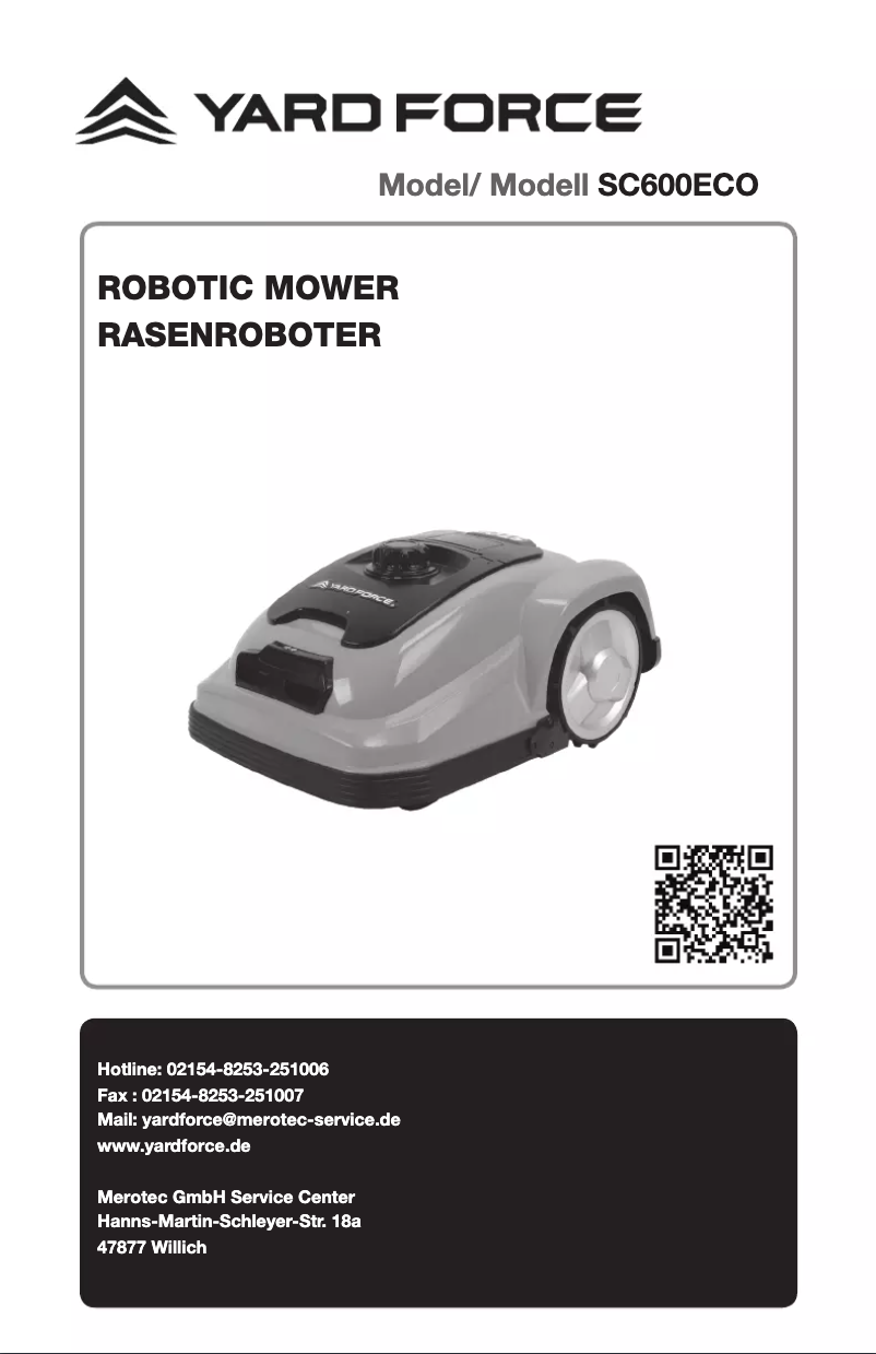 Page n°1 - Manuel utilisateur Yard Force SC600ECO