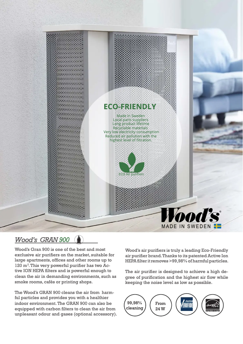 Page 1 de la notice Fiche technique Wood's WAP901