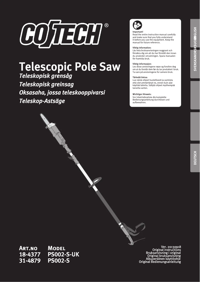 Page 1 de la notice Manuel utilisateur Cotech PS002-S