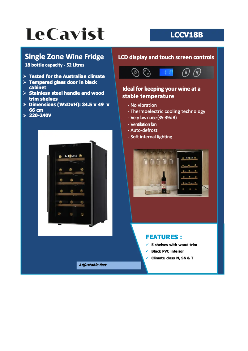 Page 1 de la notice Fiche technique LeCavist LCCV18B