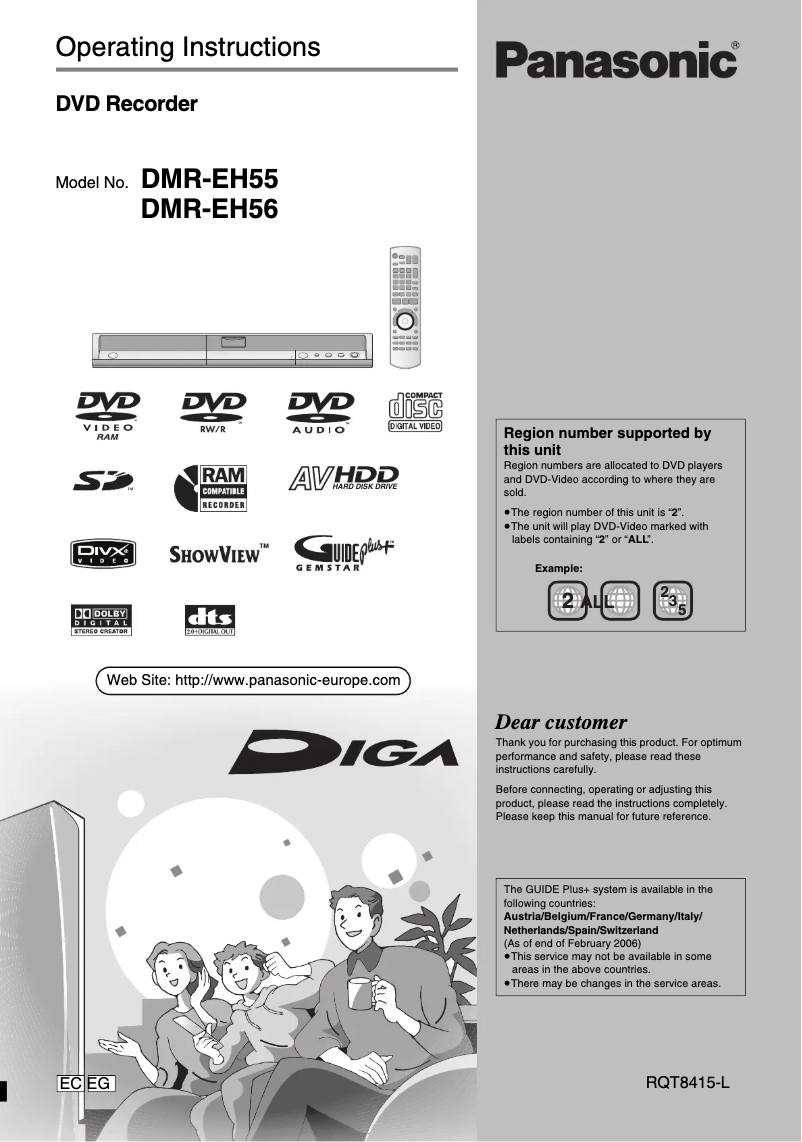 Image de la première page du manuel de l'appareil DMR-EH56