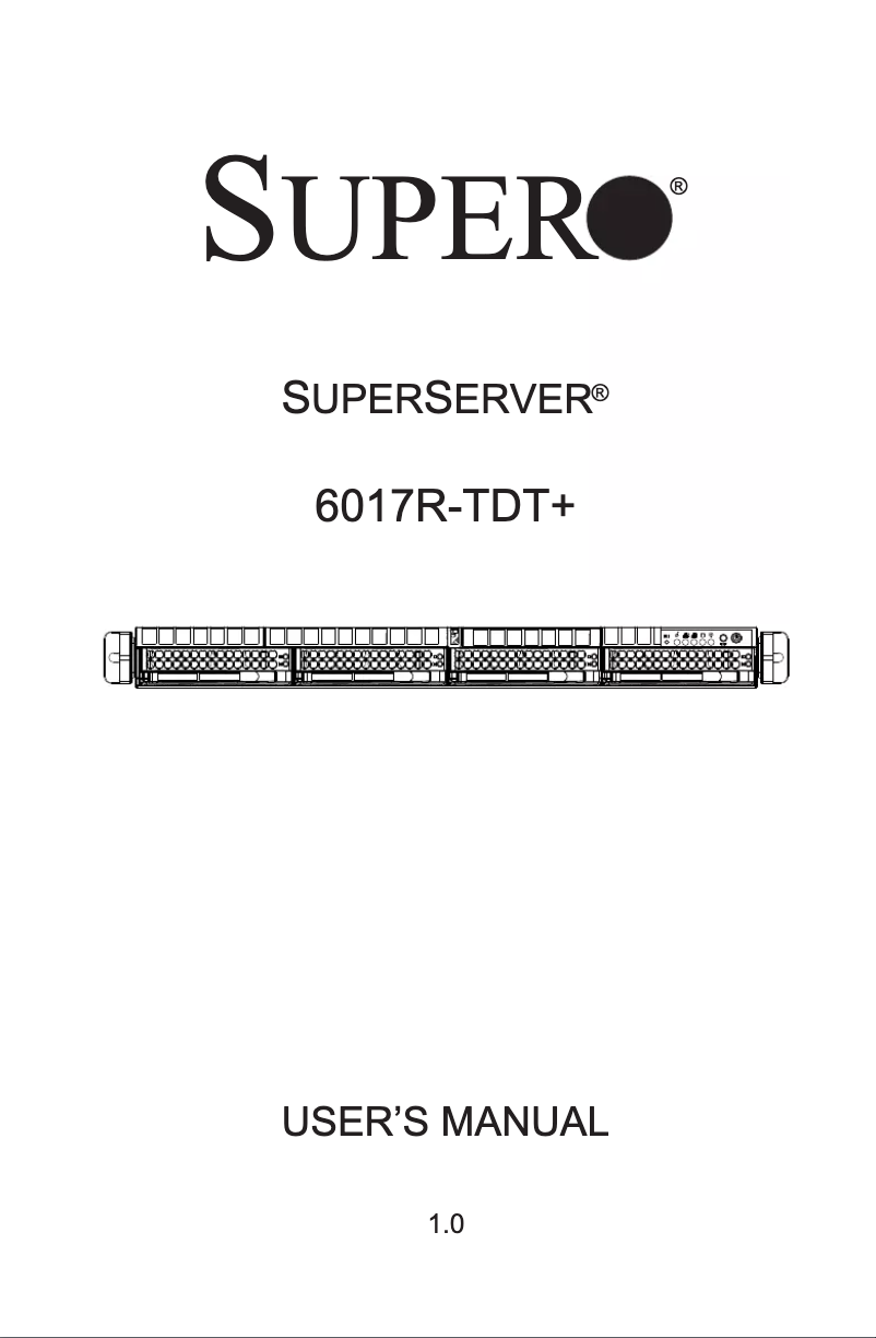 Page 1 de la notice Manuel utilisateur Supermicro SuperServer 6017R-TDT Plus