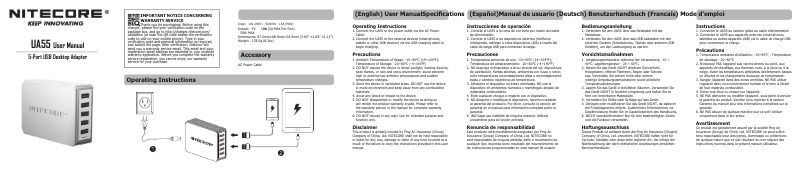 Page n°1 - Manuel utilisateur Nitecore UA55