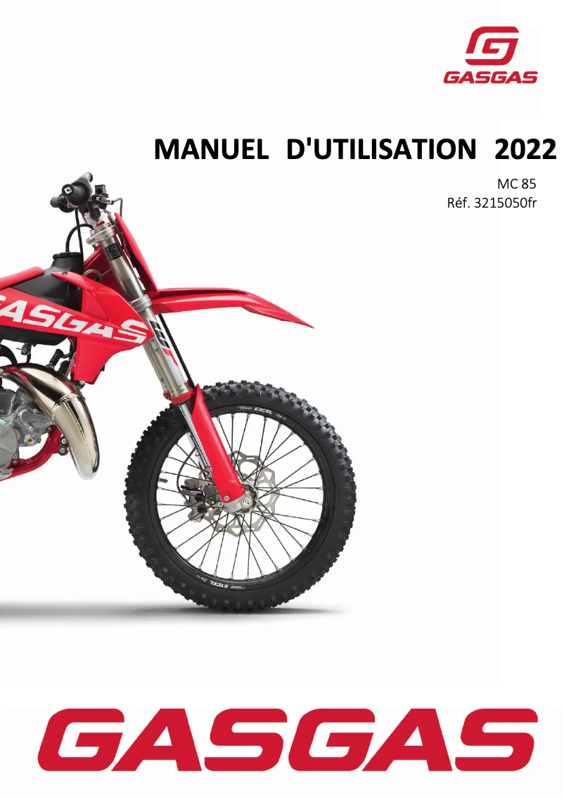 Page 1 de la notice Manuel utilisateur GasGas MC 85 (2022)