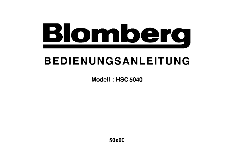 Page n°1 - Manuel utilisateur Blomberg HSC 5040