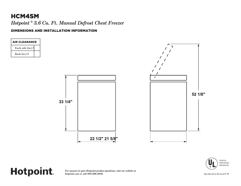 Page 1 de la notice Fiche technique Hotpoint HCM4SMWW