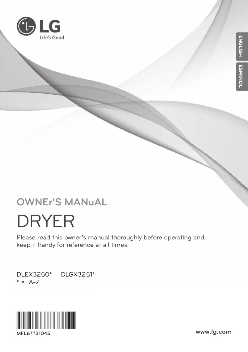 Image de la première page du manuel de l'appareil DLGX3251W