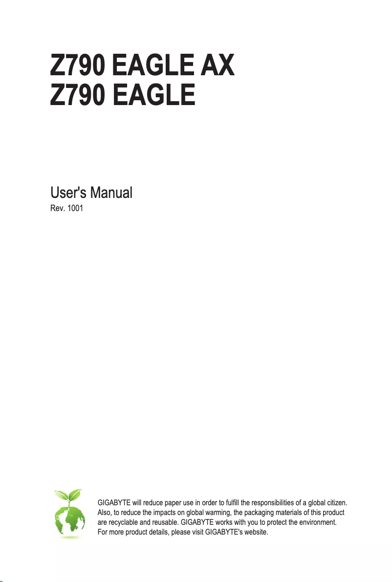 Page n°1 - Manuel utilisateur Gigabyte Z790 EAGLE AX