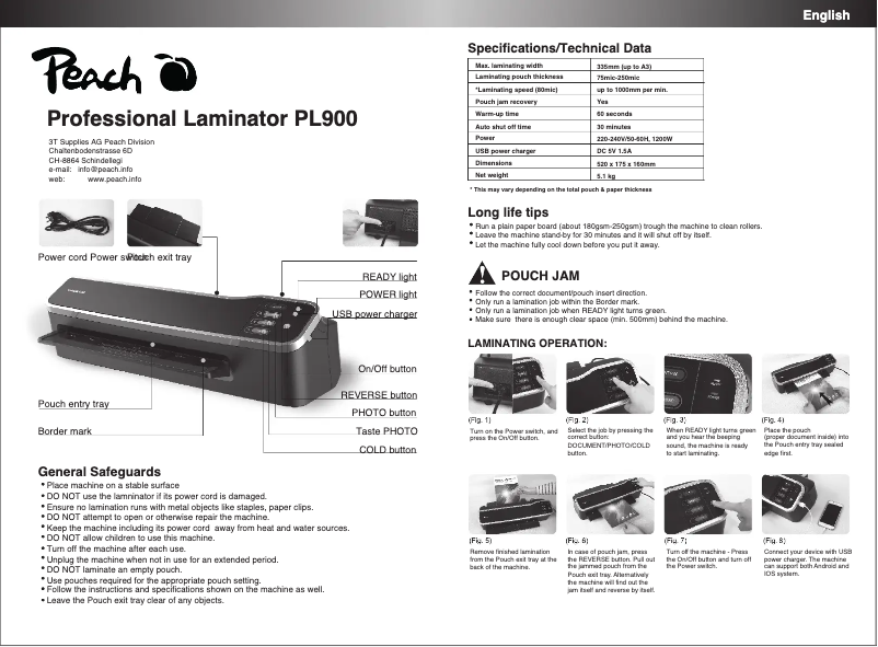 Image de la première page du manuel de l'appareil PL900
