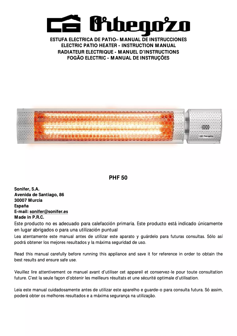 Image de la première page du manuel de l'appareil PHF 50