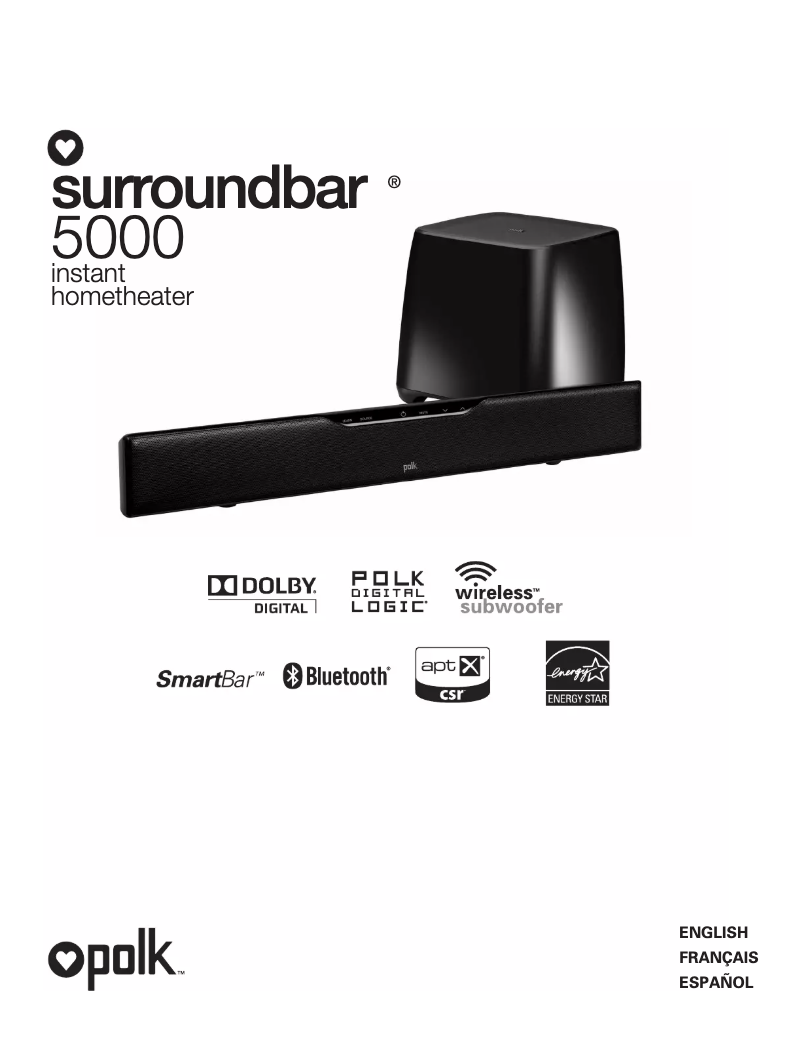 Page 1 de la notice Manuel utilisateur Polk SurroundBar 5000