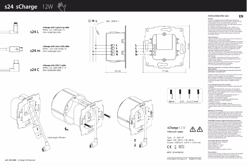 Página 1 del manual Manual de usuario Smart things s24c
