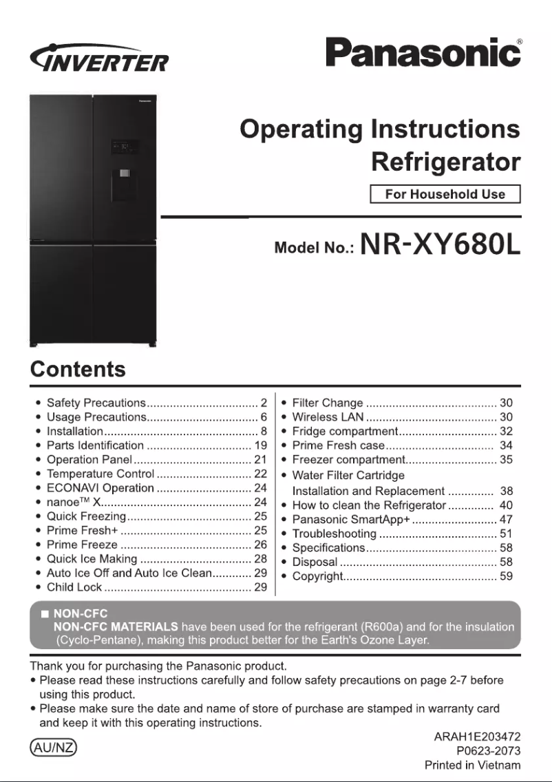 Image de la première page du manuel de l'appareil NR-XY680L