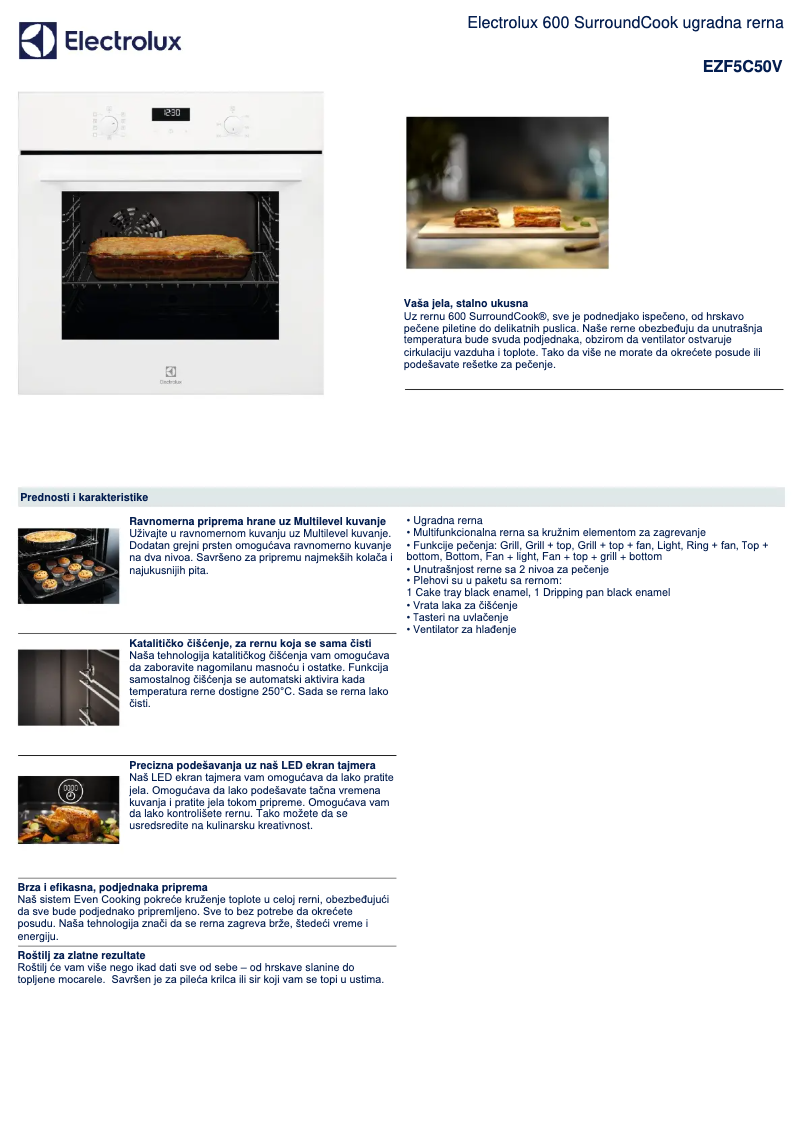 Page n°1 - Fiche technique Electrolux EZF5C50V