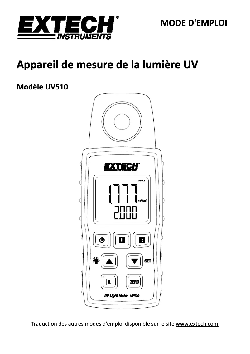 Imagen de la primera página del manual del dispositivo UV510