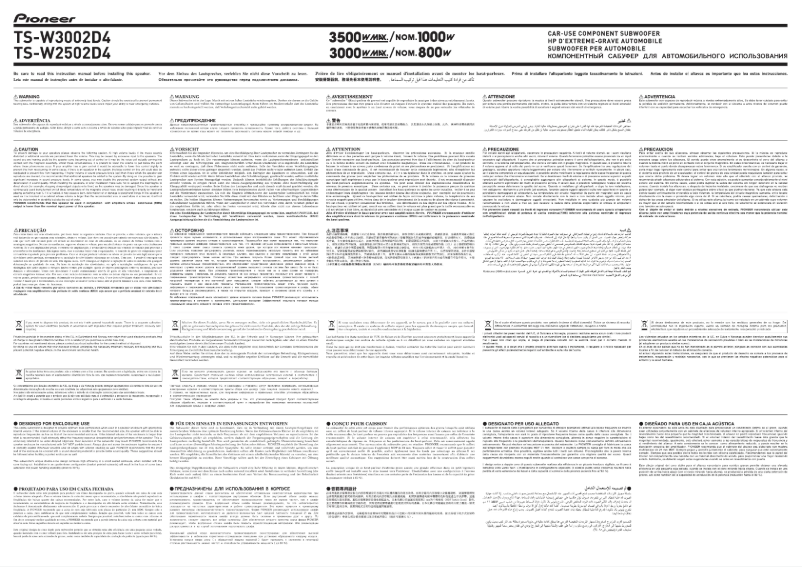 Page 1 de la notice Manuel utilisateur Pioneer TS-W2502D4