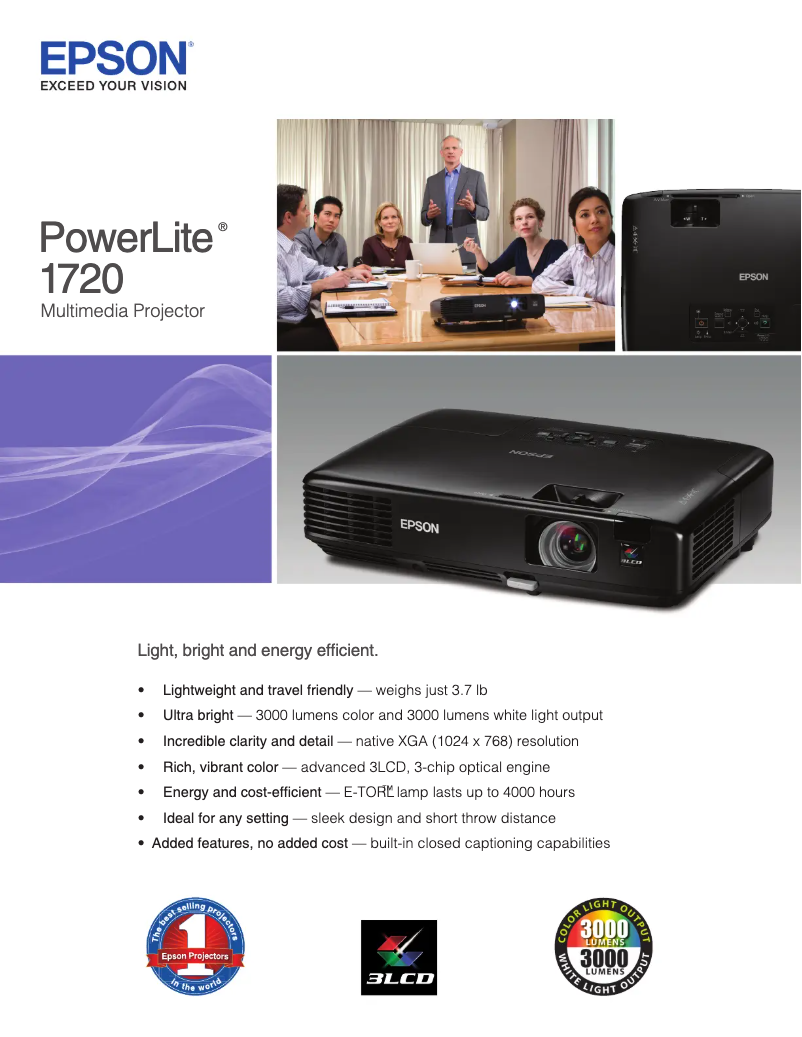 Page 1 de la notice Brochure Epson PowerLite 1720