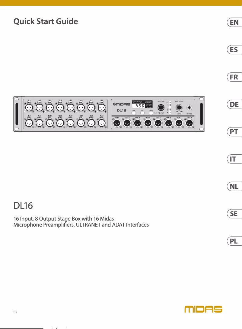 Page 1 de la notice Guide de démarrage rapide Midas DL16