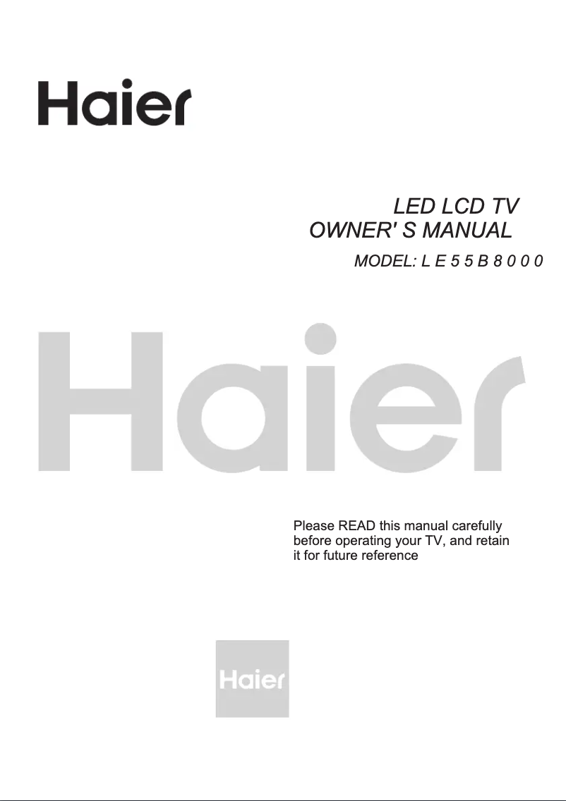Page 1 de la notice Manuel utilisateur Haier LE55B8000