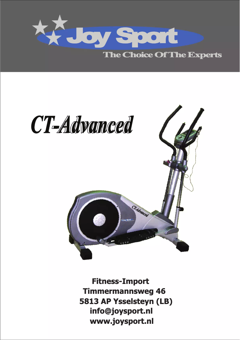 Page 1 de la notice Manuel utilisateur Joy Sport CT-Advanced Cross