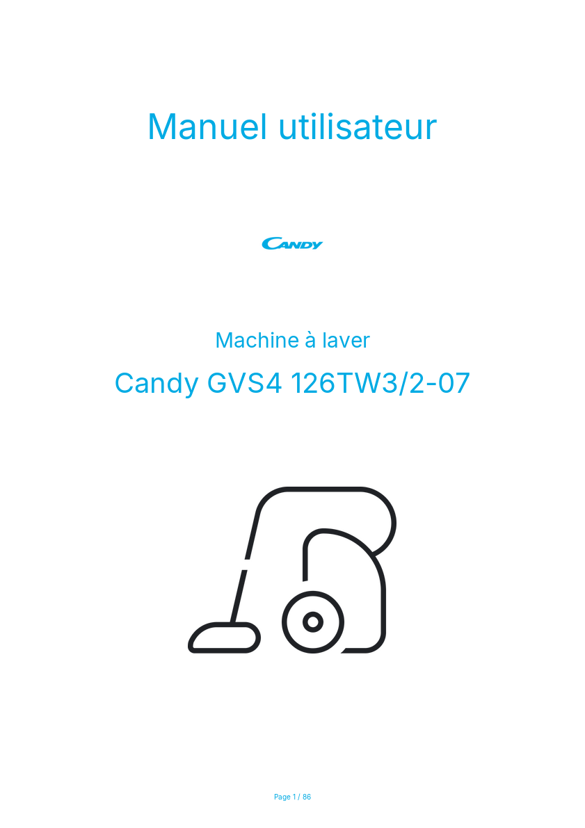 Page n°1 - Manuel utilisateur Candy GVS4 126TW3/2-07