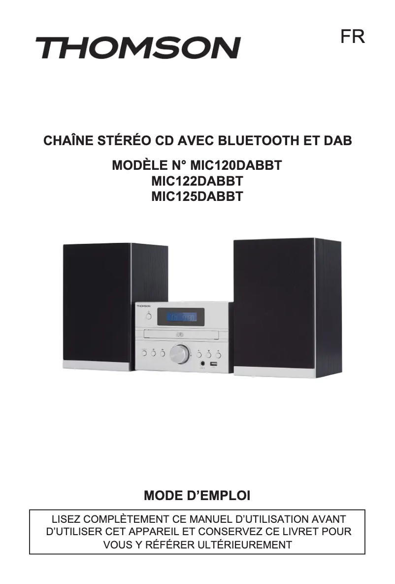 Page 1 de la notice Manuel utilisateur Thomson MIC122DABBT