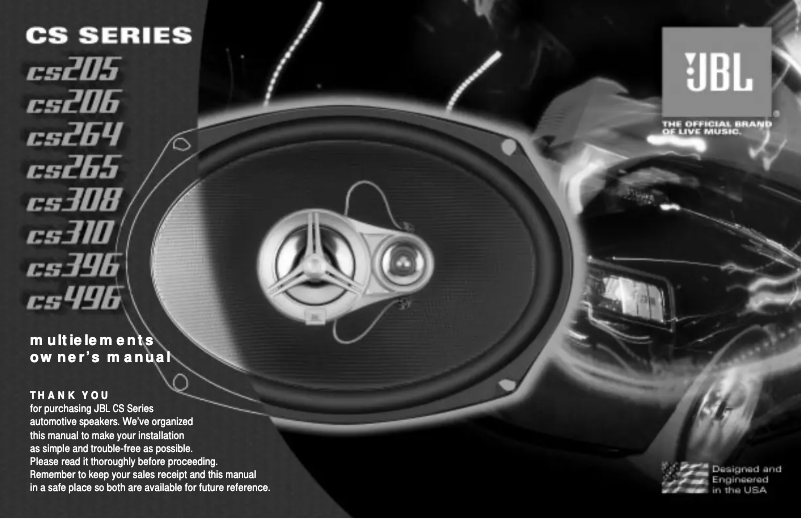 Page 1 de la notice Manuel utilisateur JBL CS264