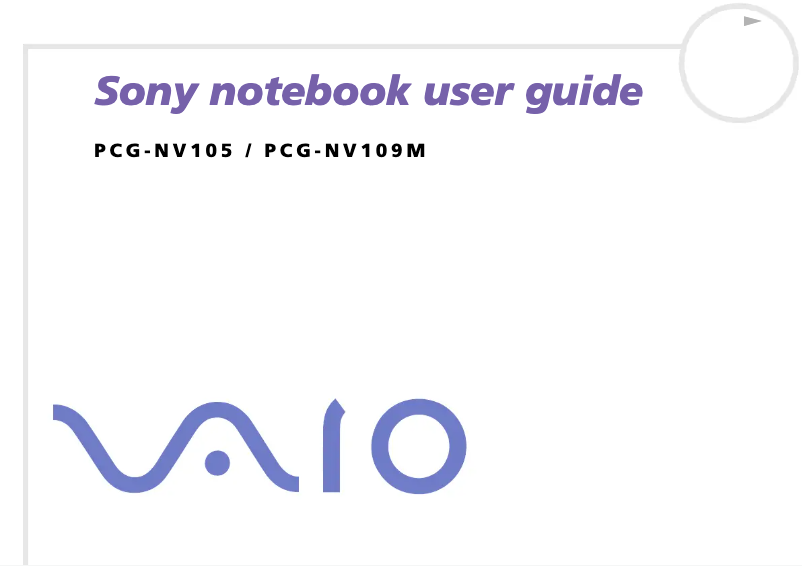 Page 1 de la notice Manuel utilisateur Sony Vaio PCG-NV109M