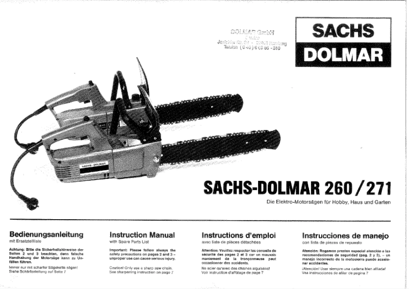 Page 1 of the manual User Manual Dolmar 271