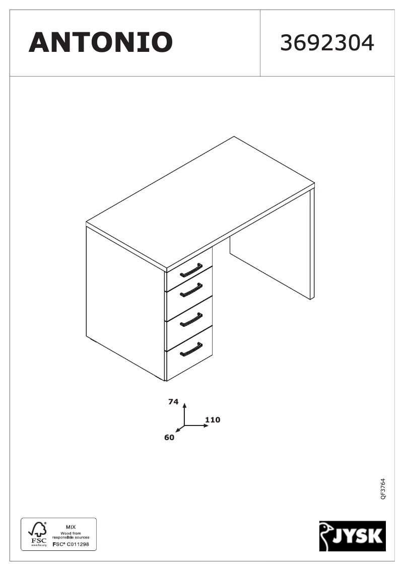 Page n°1 - Manuel utilisateur JYSK Antonio (110x74x60)
