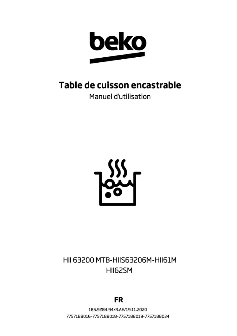 Page 1 de la notice Manuel utilisateur Beko HII61M