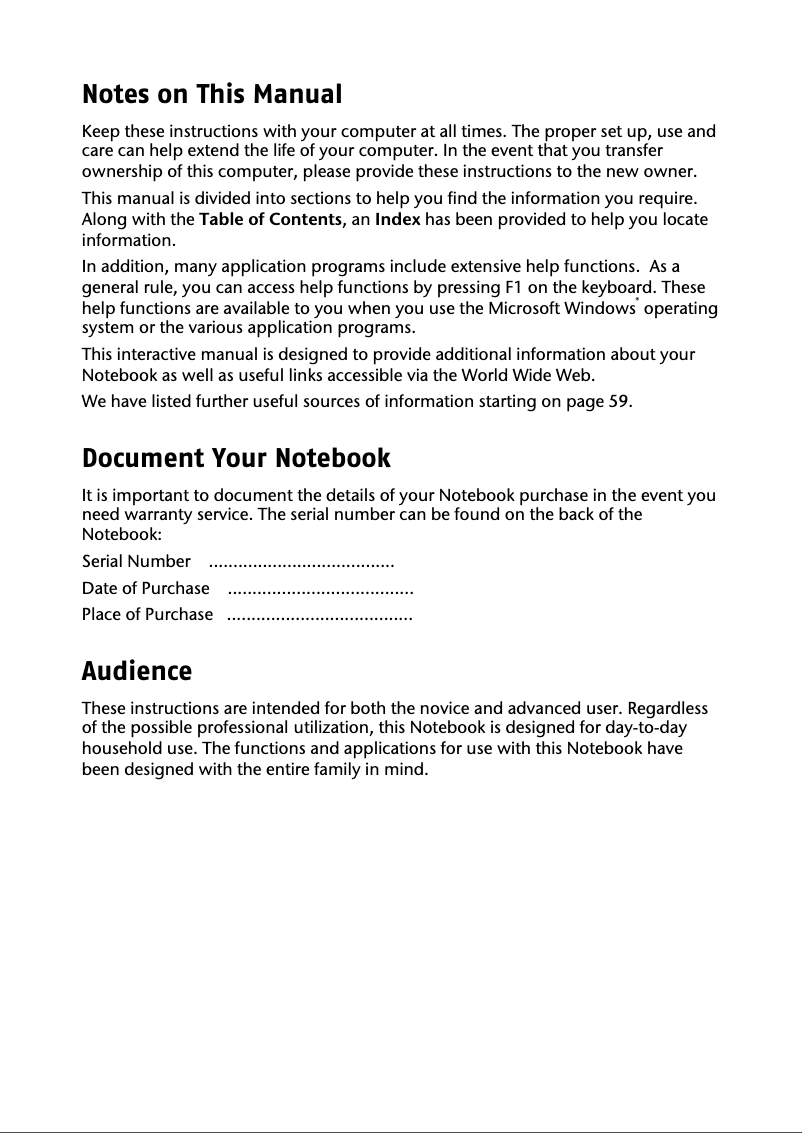 Page 1 de la notice Manuel utilisateur Medion Akoya E2291TB-C64F4SO