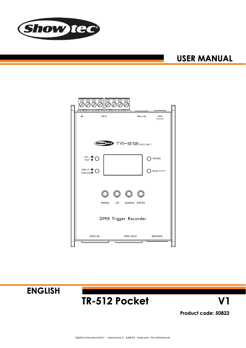 Page 1 de la notice Manuel utilisateur Showtec TR-512 Pocket