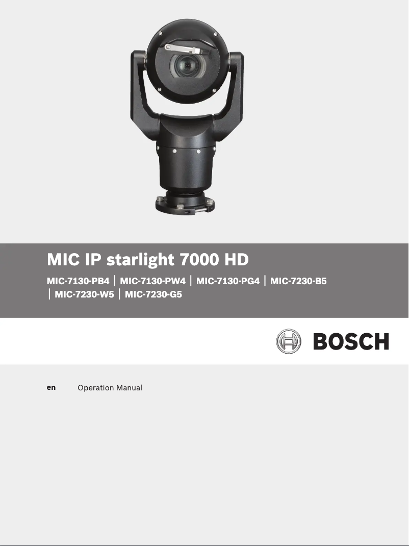 Page n°1 - Manuel utilisateur Bosch MIC-7230-W5